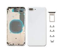 Smartex® Chassis Arriere en Verre + Coque + Tiroir SIM Compatible avec iPhone 8 Plus | sans Logo, sans Composants PRÉINSTALLÉS (Argent)