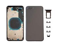 Smartex® Chassis Arriere en Verre + Coque + Tiroir SIM Compatible avec iPhone 8 Plus |sans Logo, sans Composants PRÉINSTALLÉS (Gris)