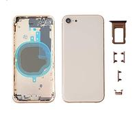 Smartex® Chassis Arriere en Verre + Coque + Tiroir SIM Compatible avec iPhone 8 | sans Logo, sans Composants PRÉINSTALLÉS (Or)