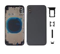 Smartex® Chassis Arriere en Verre + Coque + Tiroir SIM Compatible avec iPhone X | sans Logo, sans Composants PRÉINSTALLÉS (Gris)