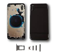 Smartex® Chassis Arriere en Verre + Coque + Tiroir SIM Compatible avec iPhone XS Max | sans Logo, sans Composants PRÉINSTALLÉS (Noir)