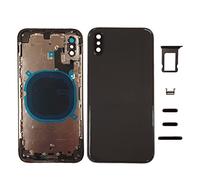Smartex® Chassis Arriere en Verre + Coque + Tiroir SIM Compatible avec iPhone XS | sans Logo, sans Composants PRÉINSTALLÉS (Noir)