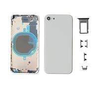 Smartex® Chassis Arriere en Vitre + Coque + Tiroir SIM Compatible avec iPhone 8 | Back Cover + Frame (Argent)