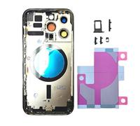 Smartex DHLK® Chassis Arriere en Verre + Coque + Tiroir SIM iPhone 14 Pro sans Logo, sans Composants PRÉINSTALLÉS (Noir)