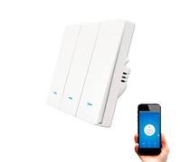 SMARTFY Interrupteur WiFi intelligent mural sans neutre compatible avec Alexa, Google Home et Smart Life, iOS et Android, programmable - Smartfy (triple bouton)