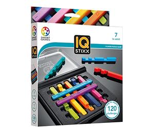 SmartGames - IQ Stixx - Jeu de Logique Enfant 7+ - Casse-tête avec Bâtonnets - 120 Défis Solo - Jeu de Réflexion Vertical - Jeu Éducatif 7 Ans - Jeu de Manipulation Enfant - Format Compact Voyage