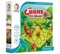 SmartGames - Les Chiens S'en Mêlent - Jeu de Réflexion - 80 Défis de Niveau Facile à Difficile - Promener son Chien est-il Une Partie de Plaisir - Livret de Solutions Inclus - 1 Joueur - De 7 à 99 Ans