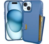 Smartish Étui Portefeuille pour iPhone 15 - Portefeuille Slayer Vol. 1 [Fin + Protecteur] Porte-Cartes de crédit - Étui pour Carte caché testé Contre Les Chutes Compatible avec Apple iPhone 15 - Bleu