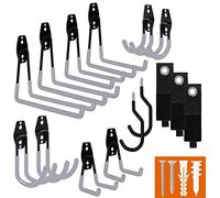 SMARTOLOGY Lot de 15 crochets de garage avec crochet de vélo et rallonge de cordon, lot de 15 cintres multi-outils en acier, utilitaires lourds.