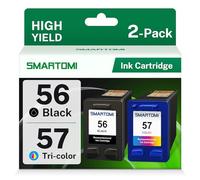 SMARTOMI 56 57 Remanufacturées Cartouches d'encre pour HP 56XL 57XL pour HP DeskJet 450ci 5150 5550 9680gp, OfficeJet 4212 4215, PSC 1210 1215 1315 1350 2105, Photosmart 7660 7760 (1 Noir/1 Couleur)