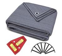 smartpeas Tapis De Sol Extérieur pour Tente Et Auvent en Polyéthylène Bleu/Gris - Œillets en Acier Inoxydable - Robuste Et Lavable - Sac De Transport Et 8 Piquets + Niveau À Bulle
