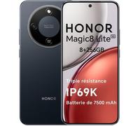 Smartphone 5G - HONOR Magic8 lite - 8Go RAM - 256Go - 7500 mAh - 108 Mpx + OIS - IP68 & IP69K - Noir - EU version