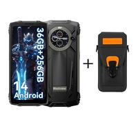 Smartphone Blackview BV8200 36 Go RAM 256 Go ROM Android 14 Téléphone robuste with a phone case noir
