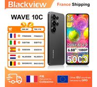 Smartphone Blackview Wave 10C, Écran IPS HD+ 6,88 pouces, 4GB RAM+32GB ROM/4GB RAM+128GB ROM, corps fin 9,1mm léger 205g, appareil photo 32MP compatible vidéo FHD 1080P, batterie 5000mAh, Doke AI 2.0,