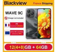 Smartphone Blackview WAVE 9C [Sans Chargeur UE] 12(4+8)Go+64Go IPS 60Hz 6.56‘’HD+ 5000mAh Android 15 13MP+8MP Capteur d'empreinte digitale noir