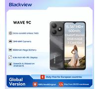 Smartphone Blackview Wave 9C, téléphone portable Android 15, 6.56 pouces, 4 go + 64 go et 4 go + 128 go, batterie 13MP + 8MP, 5000 mAh, identification d'empreintes digitales/faciale 4GB 128GB-Blue