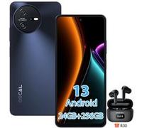 Smartphone Débloqué Tiger 12 6,78" 24Go+256Go 64MP 5000mAh Android 13 Gris avec Ecouteur Bluetooth Airbuds8(Noir)