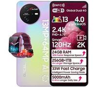 Smartphone Débloqué Oscal Tiger 12 6,78 24Go+256Go 64MP 5000mAh Android 13 Violet avec Smartwatch Blackview R30(Noir) Violet fluide