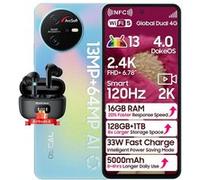 Smartphone Débloqué Oscal Tiger12 6,78 16Go+128Go 64MP 5000mAh Android 13 NFC Bleu avec Ecouteur Bluetooth Airbuds8(Blanc) Bleu céruléen