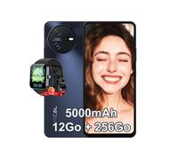 Smartphone Débloqué Tiger 12 6,78 24Go+256Go 64MP 5000mAh Android 13 Gris avec Smartwatch Blackview R50