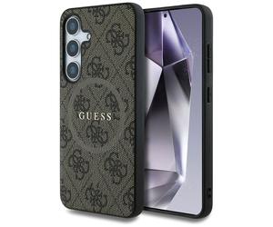 Smartphone Guess - GUHMS25SG4GFRW - Etui Cuir 4G Anneau Coloré Logo Classique MagSafe Samsung Galaxy S25 Rouge