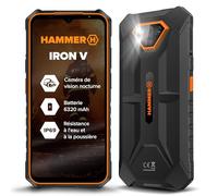 Smartphone Hammer Iron V sans contrat Robuste, étanche, Double SIM, Batterie puissante 6320 mAh, caméra 50 Mpx avec capteur de Vision Nocturne Orange