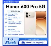 Smartphone HONOR 600 Pro 5G Snapdragon 8 Elite 200MP AI Night 6.57 AMOLED 12GB 512GB 6400mAh 80W 50W Wireless eSIM AI Button NFC Black