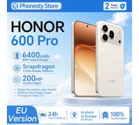 Smartphone HONOR 600 Pro 5G Version UE Snapdragon 8 Elite Écran AMOLED 6,57 pouces 6400 mAh SuperCharge 80W 50W sans fil 12GB+512GB 200MP AI Ultra Night Design unibody en métal eSIM Bouton AI NFC Or