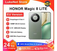 Smartphone HONOR Magic 8 Lite version européenne 5G, Snapdragon 6 Gen4, résistant aux chutes de 2,5 m, IP69K, résistant à la poussière, 7500 mAh, 108 MP OIS AI, eSIM Midnight Black
