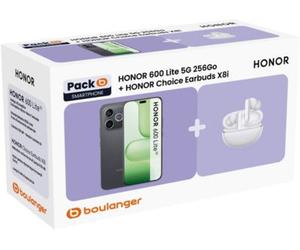 Smartphone HONOR Pack 600Lite Noir+Choice earbuds X8i Whi