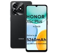 Smartphone HONOR X5c Plus, 5260 mAh, écran 6,74 pouces 90 Hz, appareil photo 50 + 5 MP, Android 15, processeur octa-core, reconnaissance d'empreintes digitales et faciale Midnight Black