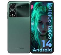 HOTWAV Note 12 2024 Téléphone Portable, 16Go (6+10) + 128 Go/TF 1To, Batterie 5160mAh, Écran 6.8" HD+ Display, Smartphone Android 14, 48MP+16MP Caméra/Octa Core/Double SIM 4G/Face ID/GPS/OTG/GPS Vert
