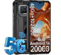 Smartphone Incassable Ginawe M90 48Go+1024To Android 16 6.8” 6400MP Smartphone 20000mAh 4G Téléphone de Chantier-noir