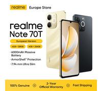 Smartphone/Mini téléphone realme Note 70T, version mondiale, 4+256 Go/4+128 Go, batterie massive de 6000 mAh, 4G, charge rapide 15 W avec 6 W Re Or
