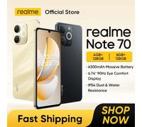 Smartphone/Mini téléphone realme Note 70T, version mondiale, 4+256 Go/4+128 Go, batterie massive de 6000 mAh, 4G, charge rapide 15 W avec 6 W Re Or