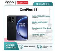 Smartphone OnePlus 15 5G (version internationale) : processeur Snapdragon 8 Elite Gen 5, écran 165 Hz, batterie 7 300 mAh, charge 120 W, eSIM, NFC, noir 16GB+512GB Sand Storm