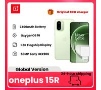 Smartphone OnePlus 15R 5G AI, 12 Go de RAM, 512 Go de ROM, écran AMOLED 6,83 pouces, batterie 7400 mAh, résistant à l'eau IP68, avec chargeur 80 W Green