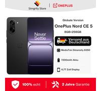 Smartphone OnePlus Nord CE 5 5G 8 Go + 256 Go, MediaTek Dimensity 8350 Apex, écran 6,77 pouces 120 Hz, résolution 2392 × 1080, batterie 7100 mAh 80 W SUPERVOOC, appareil photo 50 Mpx EIS/OIS, Android