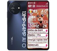 Smartphone Débloqué Oscal Tiger 12 6,78 pouces 24Go+256Go/SD 1To Caméra 64MP 5000mAh Android 13 NFC Dual SIM GPS - Gris Gris cloudwing G