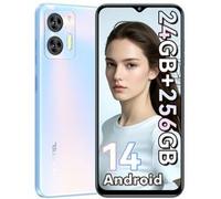 Smartphone OUKITEL C36,24(8+16)Go+256Go/1 To,Android 14,écran 6,56HD+/90Hz,5150mAh,double SIM 4G Smartphone,bleu bleu