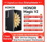 Smartphone pliable Honor Magic V2 version globale 5G, Snapdragon 8 Gen2, écran OLED LTPO 120 Hz, triple appareil photo 50 MP, Android Black(PU)