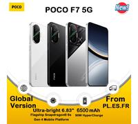 Smartphone POCO F7 5G NFC Snapdragon ® Batterie 8S Gen 4 6500mAh 90W 6,83 1,5 K 120Hz AMOLED Caméra 50MP Argent