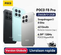 Smartphone POCO F8 Pro 5G Version mondiale Snapdragon ® 8 Elite Écran AMOLED 6,59" 120 Hz POCO HyperRGB 50MP 6210mAh 12GB 256GB Silver