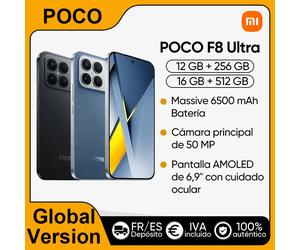 Smartphone POCO F8 Ultra 5G Version Globale Snapdragon ® 8 Elite Gen 5 Écran AMOLED 6,9 pouces pour la protection des yeux 6500 mAh 100 W HyperCharge NFC 12GB 256GB DenimBlue