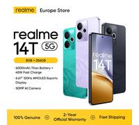 Smartphone realme 14T 5G NFC Processeur Dimensity 6300 5G Batterie 6000mAh Charge 45W Écran AMOLED 120Hz IP69 vert