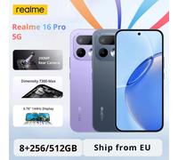 Smartphone Realme 16 Pro 5G Version Globale, Appareil Photo LumaColor 200MP, MTK Dimensity 7300 MAX, Écran AMOLED 6.78'', Batterie 7000mAh, 80W, NFC 8GB+256GB Gold