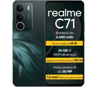 Smartphone Realme C71 Vert, écran 6,67 pouces HD+ 120 Hz, batterie 6300 mAh, charge rapide 45 W, 6 Go de RAM + 128 Go de stockage, déverrouillé global