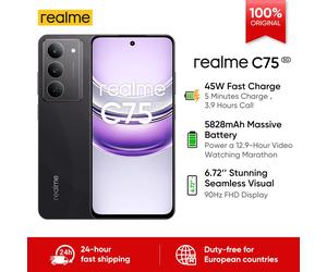 Smartphone Realme C75 5G, 8 Go de RAM, 256 Go de stockage, batterie 6000 mAh, charge rapide 45 W, appareil photo 50 MP, écran LCD HD 6,6 pouces 90 Hz, double SIM, téléphone mobile Android Or