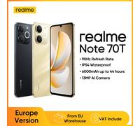 Smartphone realme Note 70T AI, version globale, écran 6,75 pouces 90 Hz, batterie 6000 mAh, appareil photo IA 13 MP, chipset octa-core, IP54 Gold