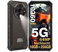 Ulefone Armor X16 Pro Smartphone Robuste 5G 16Go+256Go 6.56"" Smartphone Incassable 10360mAh 64MP Vision Nocturne Dural SIM/NFC Noir